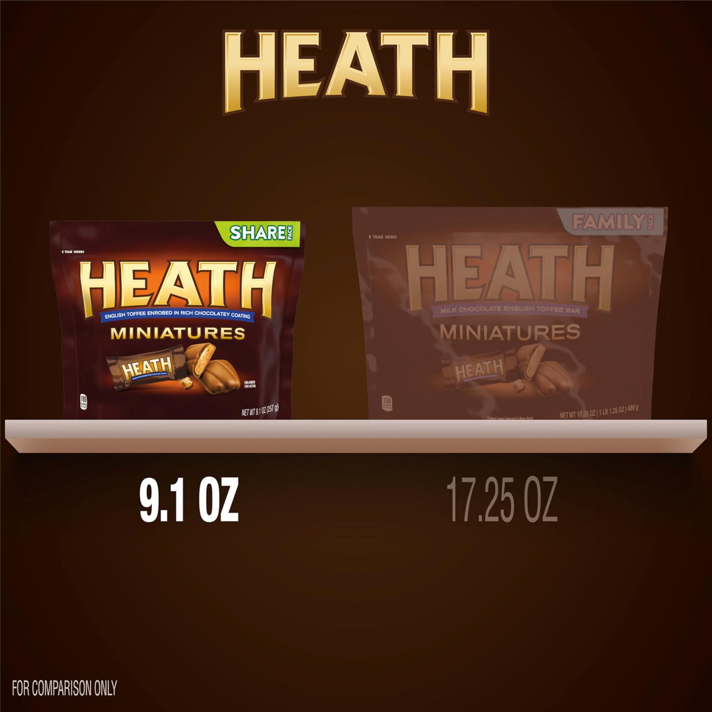 Heath, Miniatures Chocolatey English Toffee Candy Share Pack, 9.1 Ounce