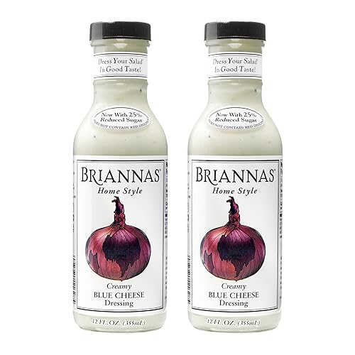 BRIANNAS - Home Style Creamy Blue Cheese Dressing - Fine Salad Dressing made with Premium Ingredients - Gluten Free & Low Sugar Dressing - 12 oz