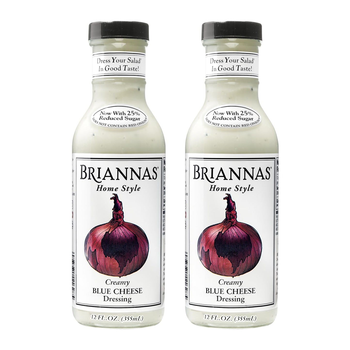 BRIANNAS - Home Style Creamy Blue Cheese Dressing - Fine Salad Dressing made with Premium Ingredients - Gluten Free & Low Sugar Dressing - 12 oz