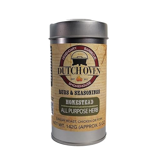 Dutch Oven Homestead Beef & Pork Rub - Rustic Western BBQ Seasoning with Garlic, Onion, Paprika & Herbs - Handcrafted, All-Natural Small-Batch Blend