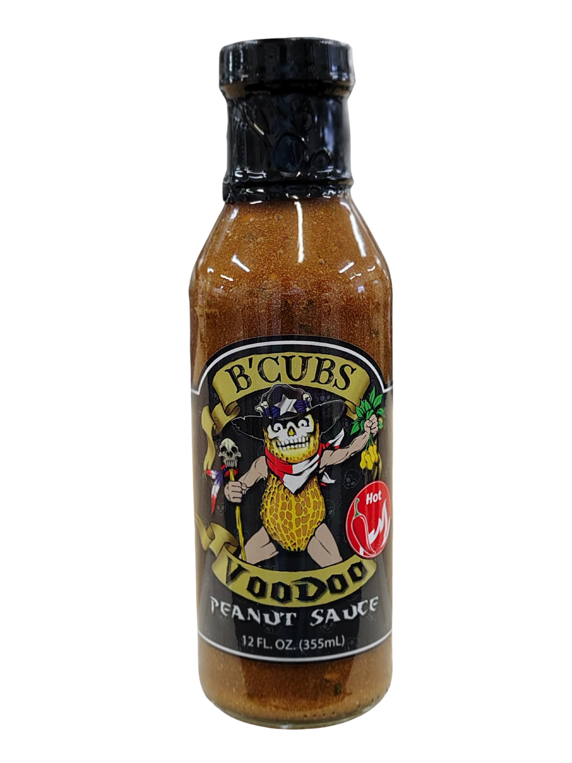 B’Cubs® Voodoo Peanut Sauce HOT, Premium Thai-Inspired Sauce with a Texas Twist, Thick Peanut Sauce for Wings, Meats, Noodles, Meals, Drizzling