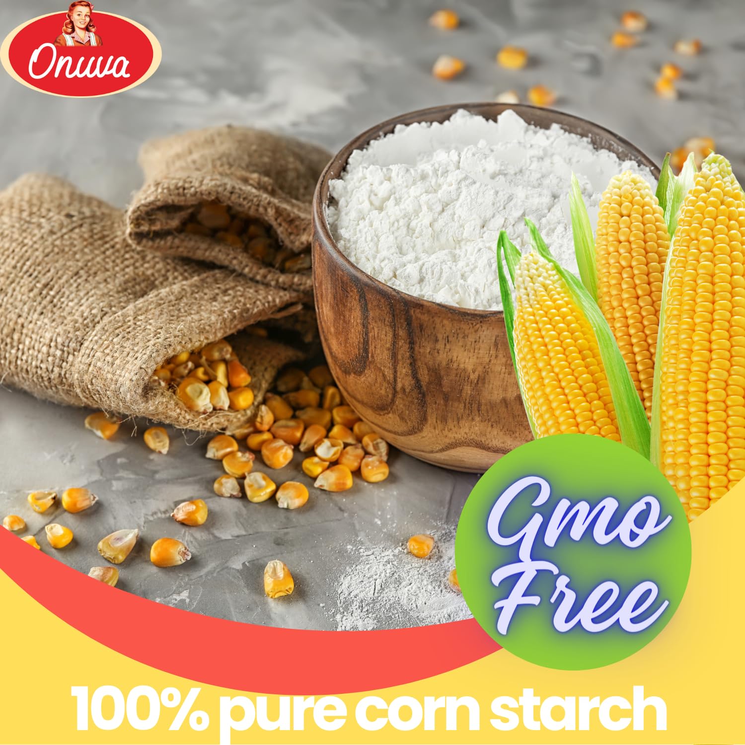 Corn Starch by Onuva - 5 lbs, (2,3 kg) - Gluten Free - Vegan - Thickener For Sauces, Soup, & Gravy