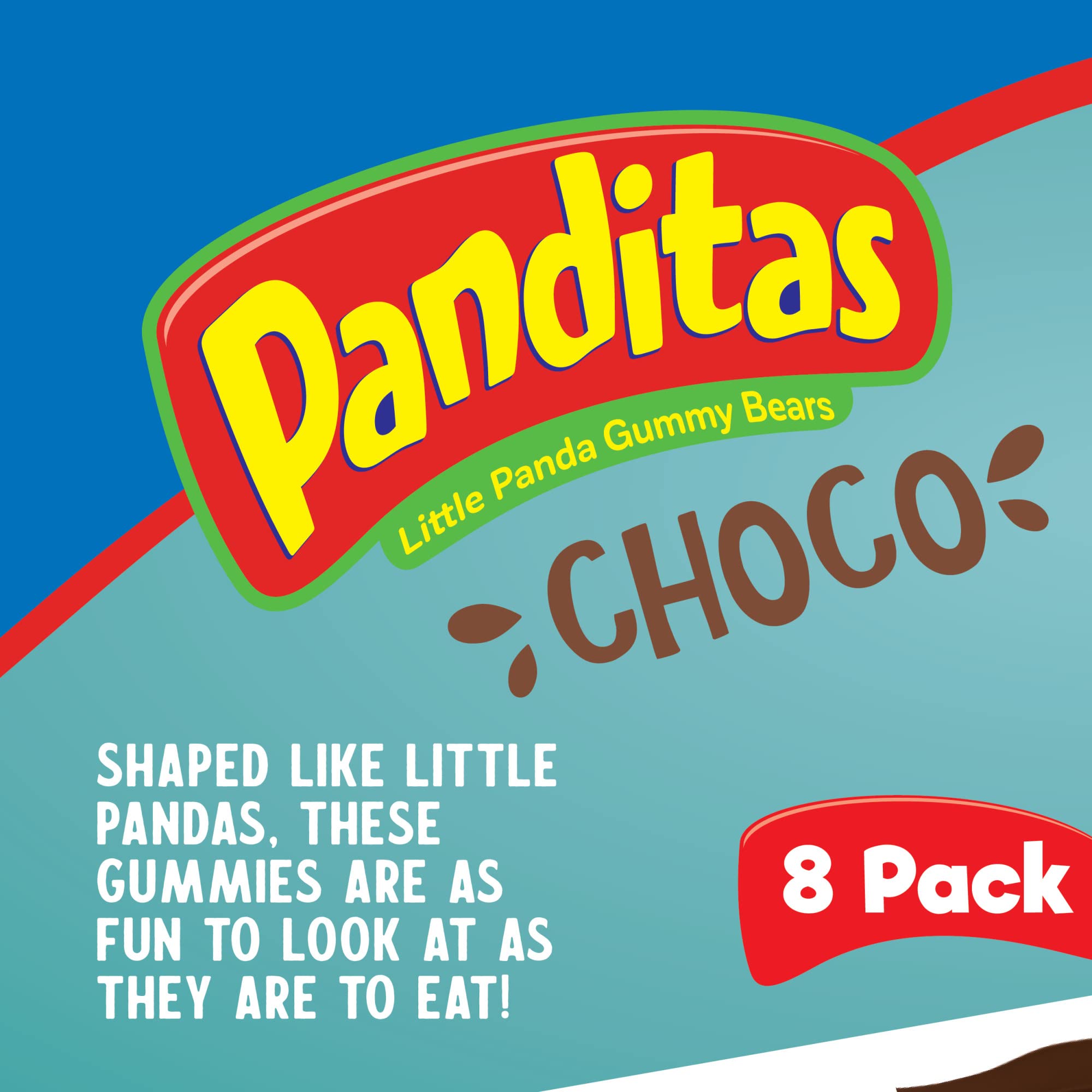 Ricolino Panditas Choco, Little Panda Gummy Bears Candy Pack, Strawberry Artificially Flavored with Chocolate Flavored Coating, 8 Individually Wrapped
