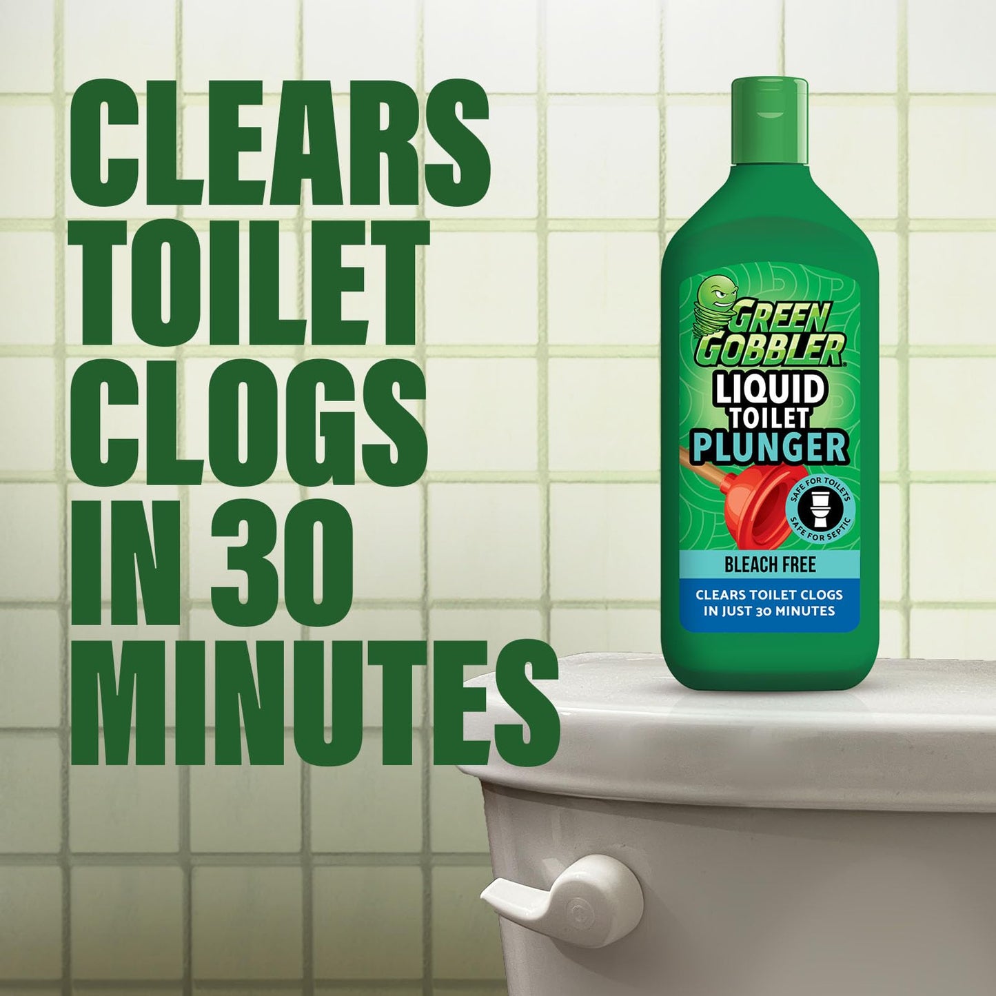 Green Gobbler Liquid Toilet Plunger | Clog Remover | Safe for Toilets and Septic | 2 Pack