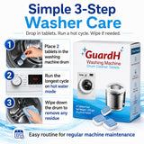 GuardH Washing Machine Drum Cleaner Tablets 12 Count 216g Deep Cleaning and Descaling Tablets for HE and Standard Washers Removes Residue Odor