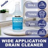 Drain Clog Remover - 12 Pack, 32 oz Bottles Powerful Drain Cleaner Liquid for Shower, Sink, and Toilet - Dissolves Hair, Grease, Paper, Fat, Oil