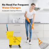 35 Qt Commercial Mop Bucket with Side Press Wringer on Wheels, Mop and Bucket Set, Add One Industrial Mop and One Mop Head Replacement
