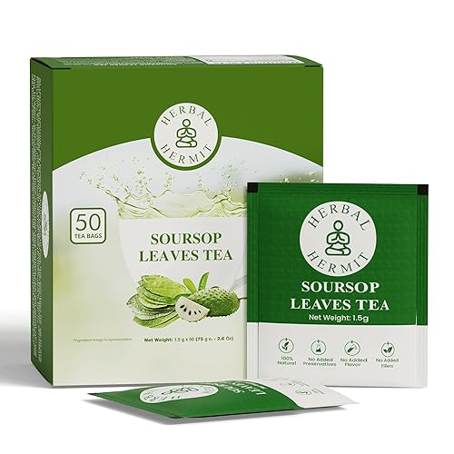 Soursop Graviola Tea Bags 50 count - Natural Pure Leaves - Sugar Free, Caffeine Free & Gluten-Free - Hoja Guanabana Tea - Authentic Herbal Tea