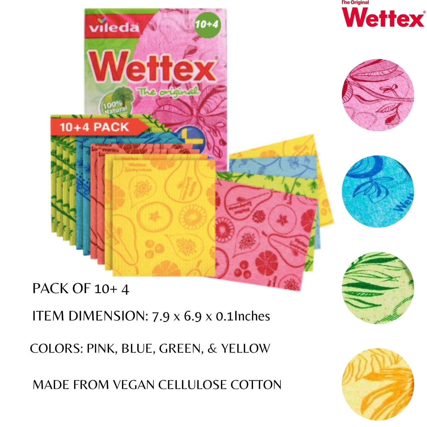 Wettex The Original 14 Pack Swedish Dishcloth for Kitchen - Eco Friendly Reusable Paper Towels - Assorted Dish Cloths for Washing Dishes