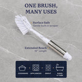 Farberware Dish Brush with Handle - 2 Pack Kitchen Scrub Brush for Dishes, Non-Scratch Dishwashing Brush Set with Firm Bristles for Pots, Pans