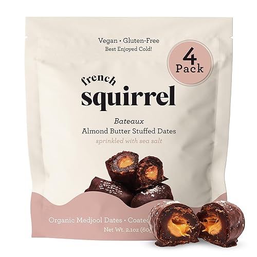 DARK CHOCOLATE COVERED DATES STUFFED WITH NUT BUTTER (Vegan, Gluten Free) BATEAUX (Almond Butter)