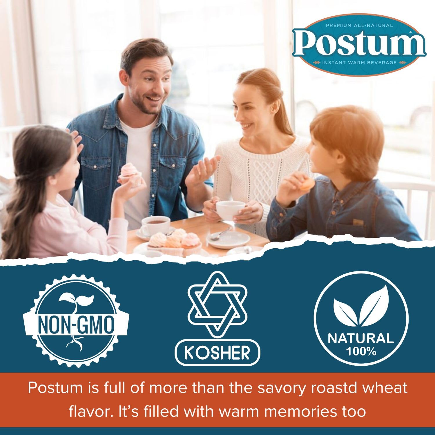 Postum Coffee Substitute Original (6x8oz) | Coffee Alternative Caffeine Free with Roasted Wheat Bran & Molasses | Natural, Non-GMO, Vegan Coffee