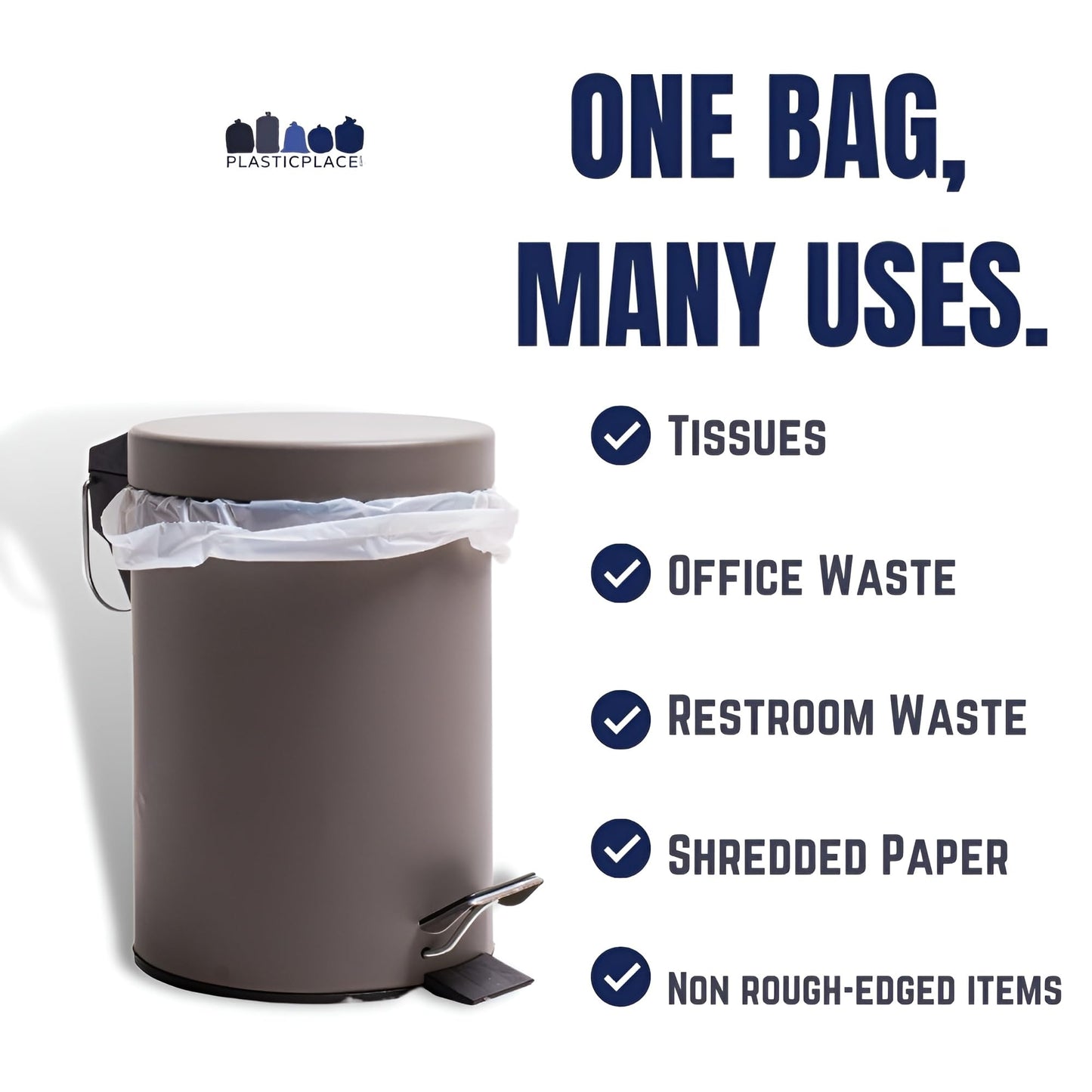 Plasticplace 4 Gallon Trash Bags ? 6 Microns ? Clear Garbage Can High Density Liners ? 17" x 18" (100 Count)