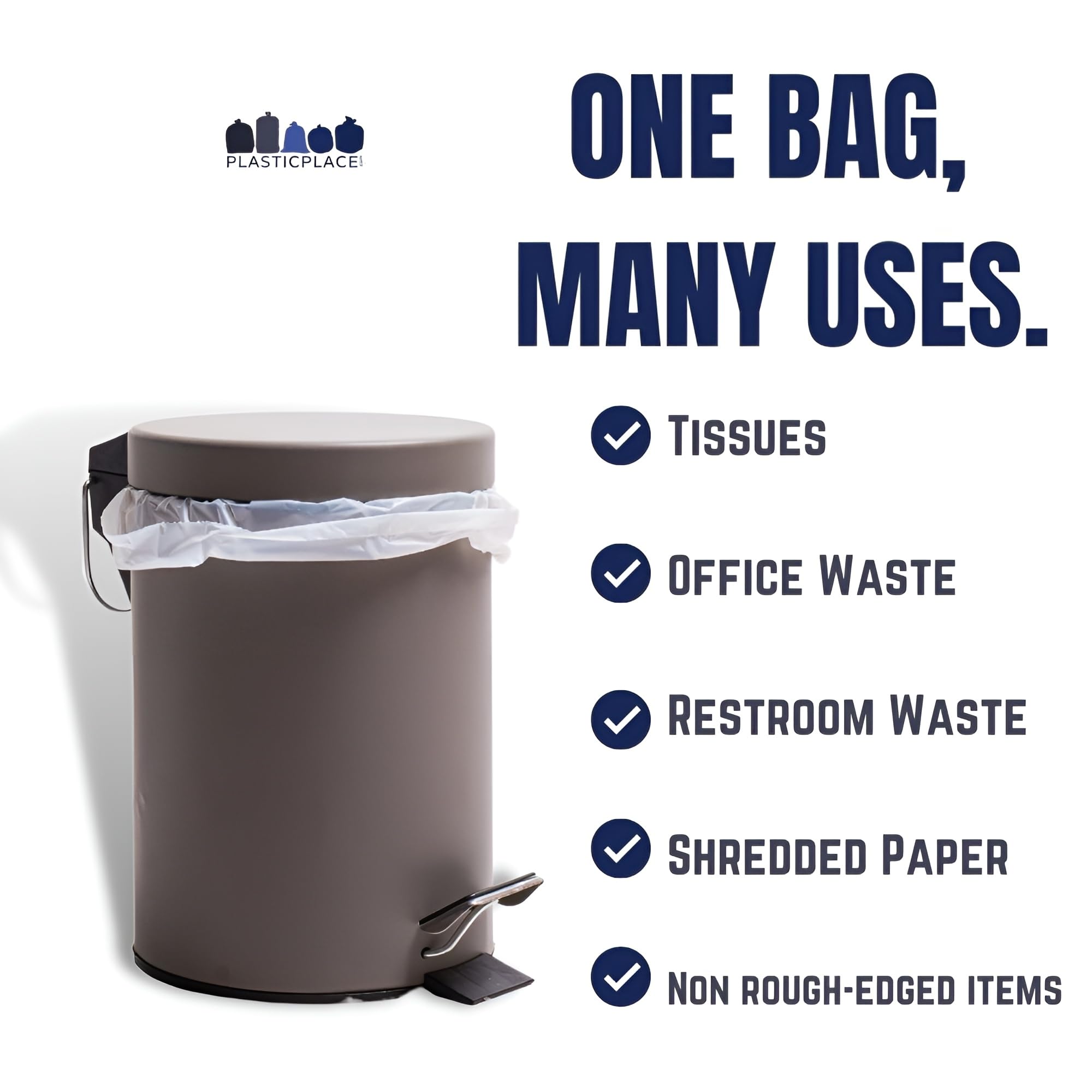 Plasticplace 4 Gallon Trash Bags ? 6 Microns ? Clear Garbage Can High Density Liners ? 17" x 18" (100 Count)