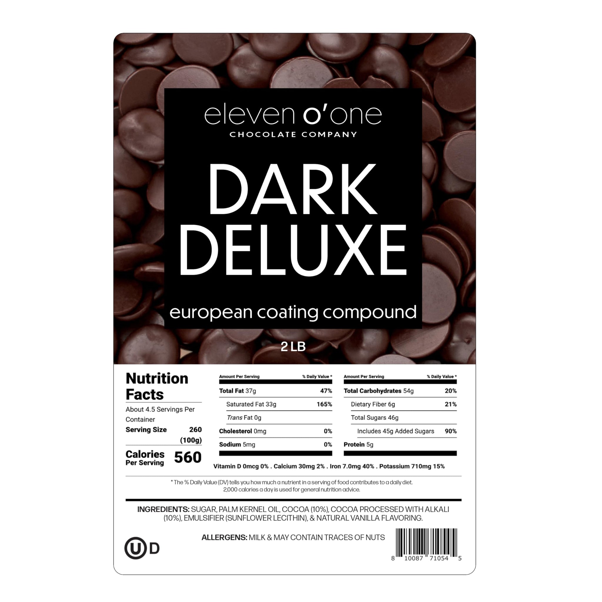 Eleven o'one Dark Deluxe European Compound Chocolate, Easy to Melt (Dark Deluxe, 2 pounds)