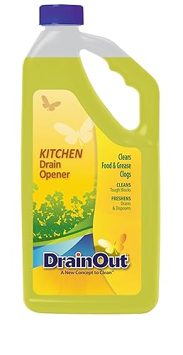 Drain OUT Kitchen Drain Opener and Drain Cleaner, Food and Grease Remover, Fresh Citrus - 32 Ounce