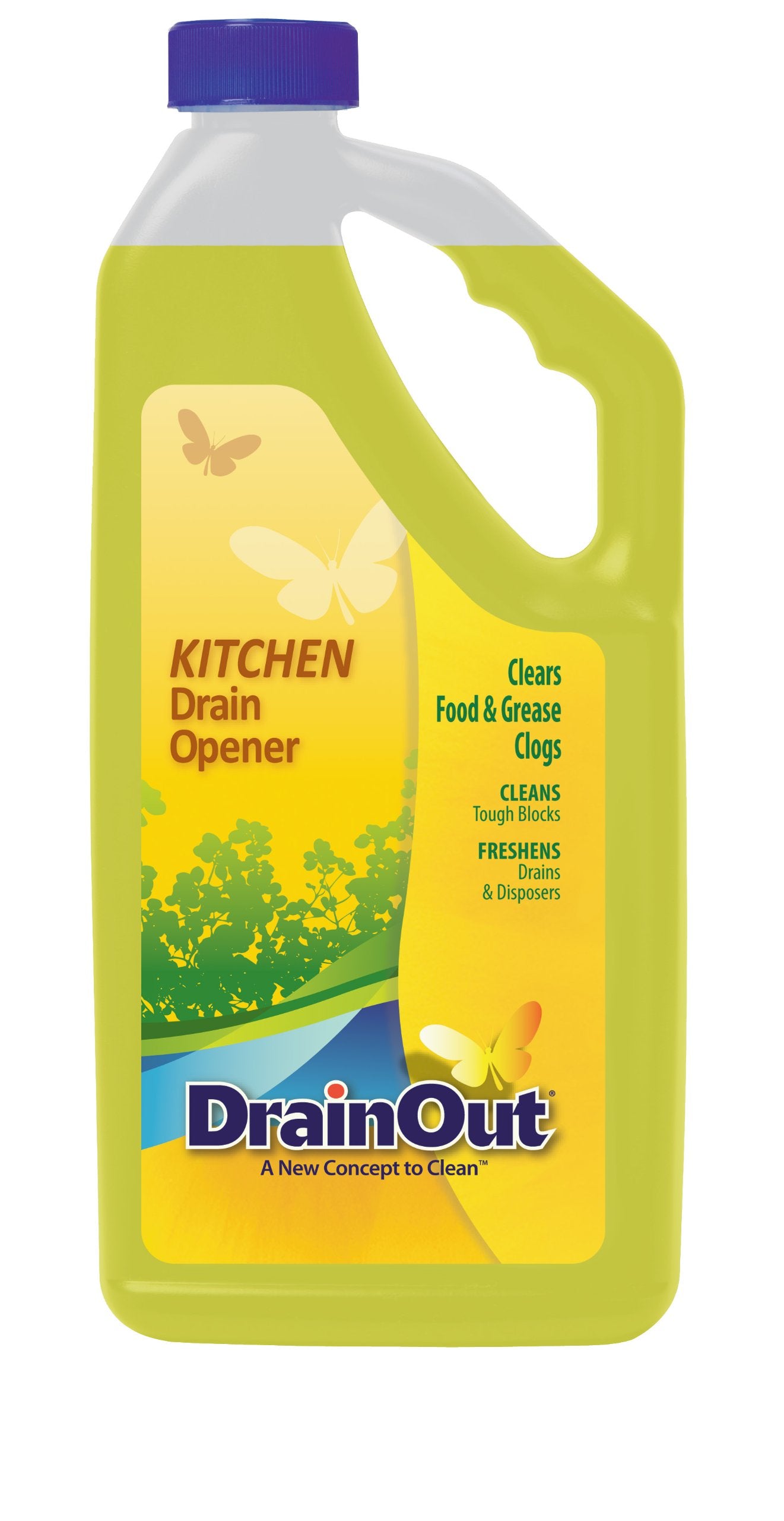 Drain OUT Kitchen Drain Opener and Drain Cleaner, Food and Grease Remover, Fresh Citrus - 32 Ounce