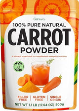 Gya Tea Co Carrot Powder 1.1 lb (17.64 oz) - Made from Carrot Juice for Flavor, Juices, Smoothies & Baking - Natural Superfood Powder for Vision