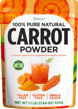 Gya Tea Co Carrot Powder 1.1 lb (17.64 oz) - Made from Carrot Juice for Flavor, Juices, Smoothies & Baking - Natural Superfood Powder for Vision