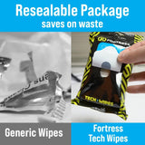 Fortress Electronic Wipes With Microfiber Cloth (25 ct, Pack of 6) To-Go Tech Wipes for Screens, Phones, Keyboards, TV Monitors, Computer Screens