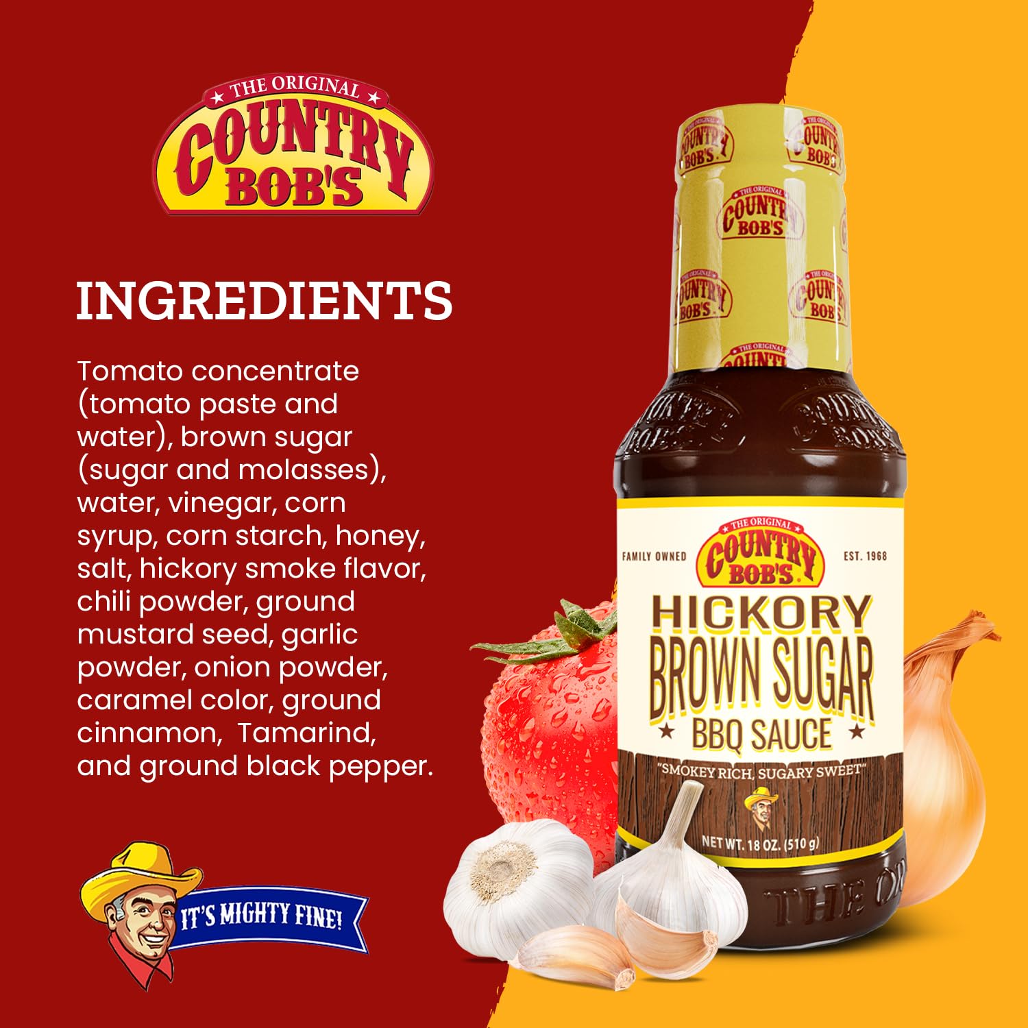 Country Bob's - Hickory & Brown Sugar Barbecue Sauce - 18 oz (Pack of 1)