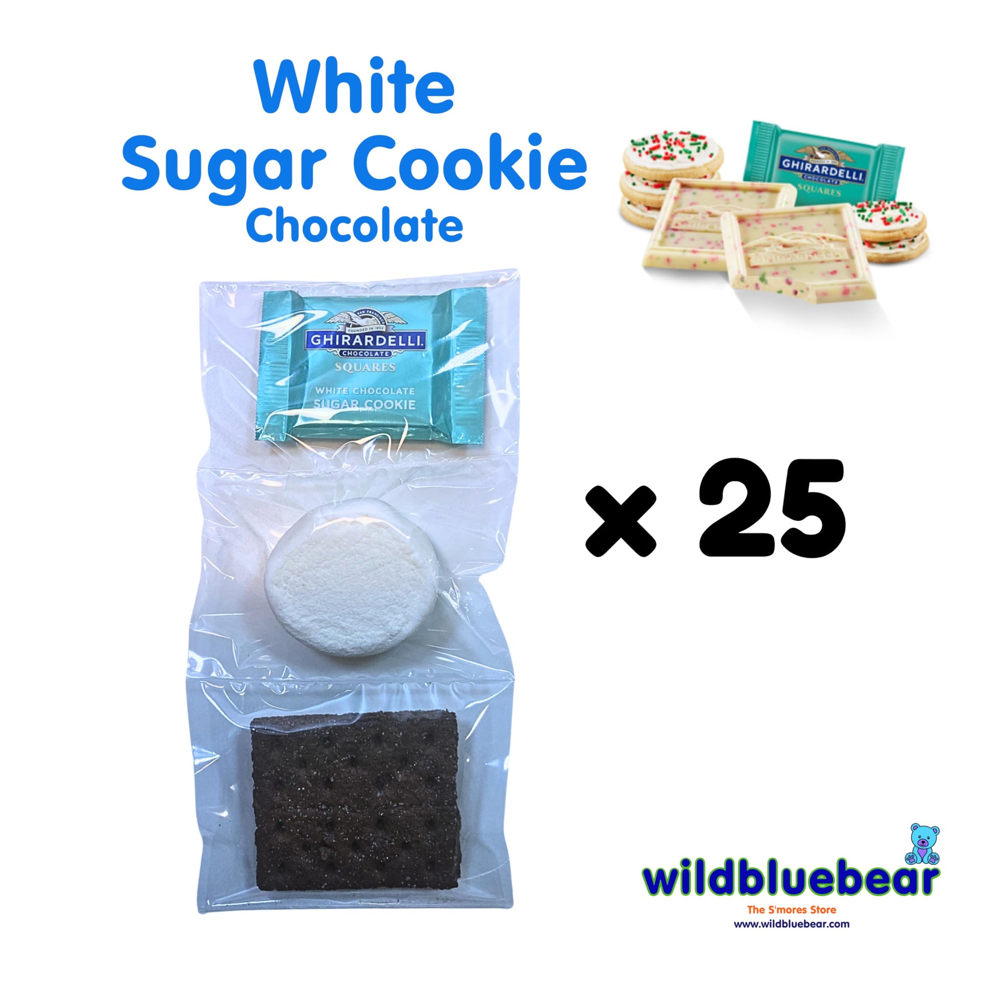 WBB | SMORES KIT STRIP | Individually packaged set : Graham Crackers, Marshmallow, Chocolate | Make delicious smores (25 sets) (Cookies & Mallow)