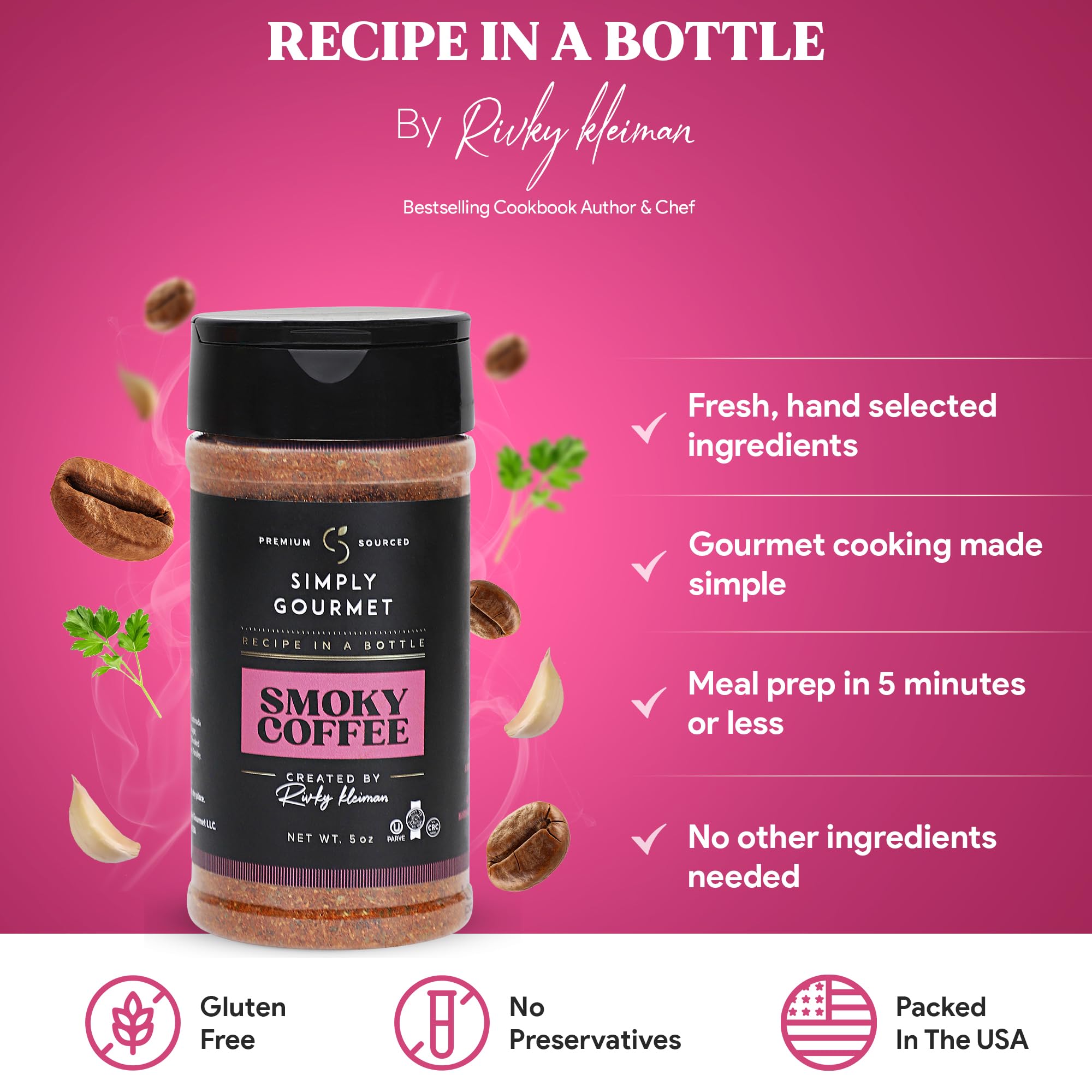 Simply Gourmet Chef-Crafted Premium Spice Blends & Seasonings - Smokey Coffee Seasoning - All Purpose Spices - 5 oz