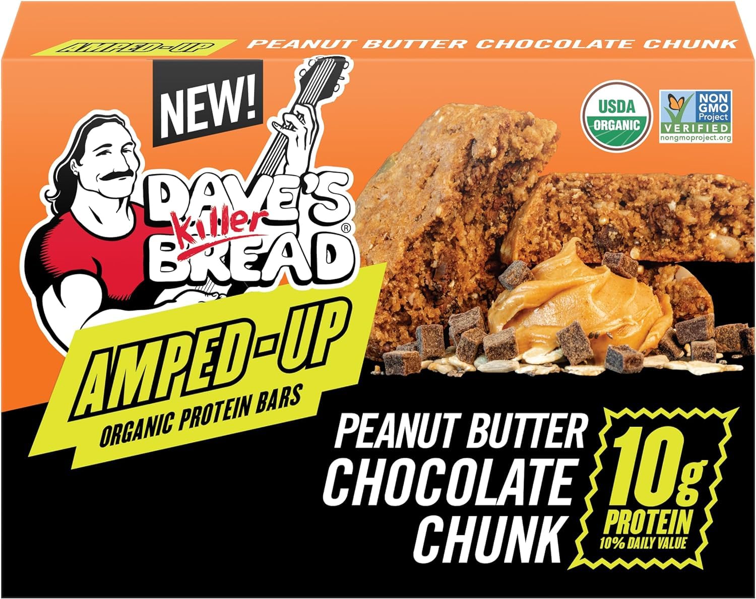 Dave's Killer Bread Blueberry Almond Butter Amped-Up Protein Bars 4 CT + Peanut Butter Chocolate Chunk Amped-Up Protein Bars 4 CT (1 of each) Variety