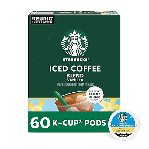 Starbucks K-Cup Coffee Pods, Iced Coffee Blend, Vanilla Naturally Flavored for Keurig Brewers, 100% Arabica, 6 Boxes (60 Pods Total)