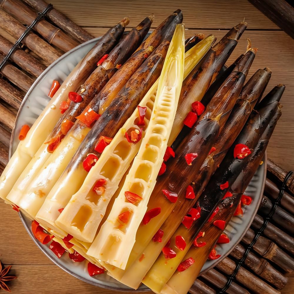 Fresh Hand Peeled Bamboo Shoots - 3 Packs 660g,Pickled Pepper Crispy Bamboo Shoots,Fresh Mountain Pepper Bamboo Shoots,Spicy Chinese Snack,Spicy