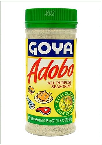Adobo All Purpose Seasoning with Cumin by Goya, Latin Spice Shaker for Meat, Chicken, and Fish, Fat Free and Calorie Free Spice Blend with Garlic