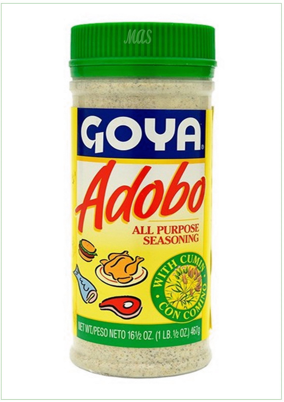Adobo All Purpose Seasoning with Cumin by Goya, Latin Spice Shaker for Meat, Chicken, and Fish, Fat Free and Calorie Free Spice Blend with Garlic