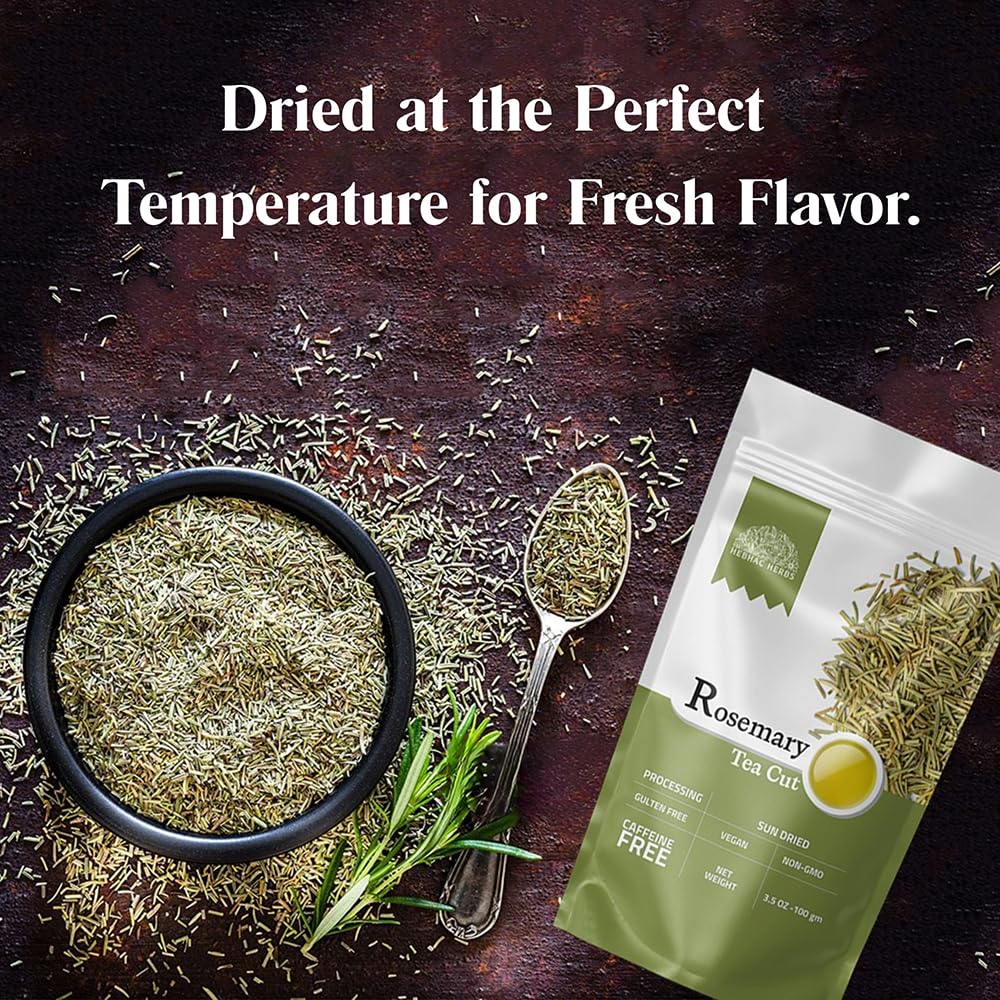 Rosemary Leaf Tea Cut 100 g | Dry Rosemary sprigs| Rosmarinus officinalis Leaves for Herbal Tea | Premium Quality Loose Leaf Tea By Hebhac Herbals