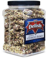 Gourmet Viennese Crunch by Its Delish - 2 LBS Jumbo Reusable Container (32 Oz Jar) - Premium Dark Chocolate Coated With Chopped Nuts Hard Candy Bulk