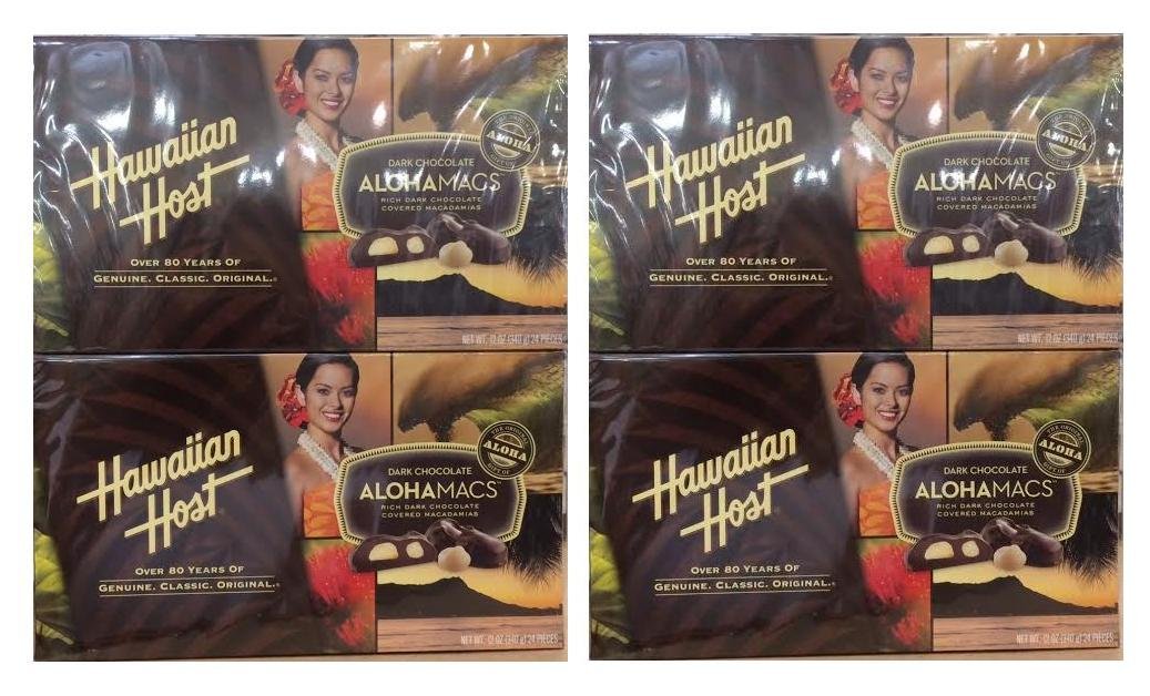 Hawaiian Host Dark Chocolate Alohamacs: 4 Boxes of 12 Oz