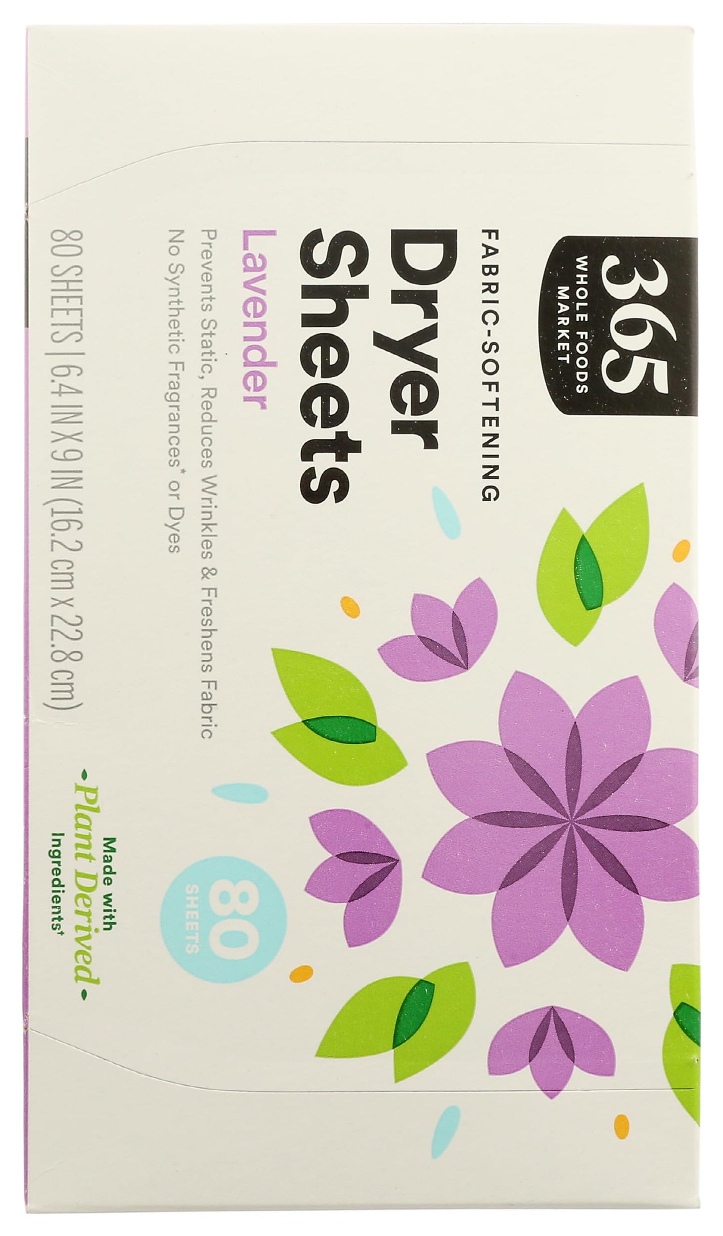 365 by Whole Foods Market, Fabric-Softening Dryer Sheets, Lavender, 80 Count