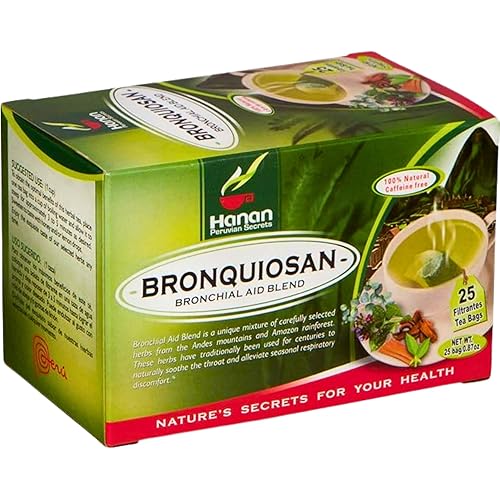 Hanan Bronchial Wellness 25 Tea Bags - Bronquiosan for Respiratory Lung Health Blend of Dried Eucalyptus Leaves, Cat's Claw Herbal Supplement