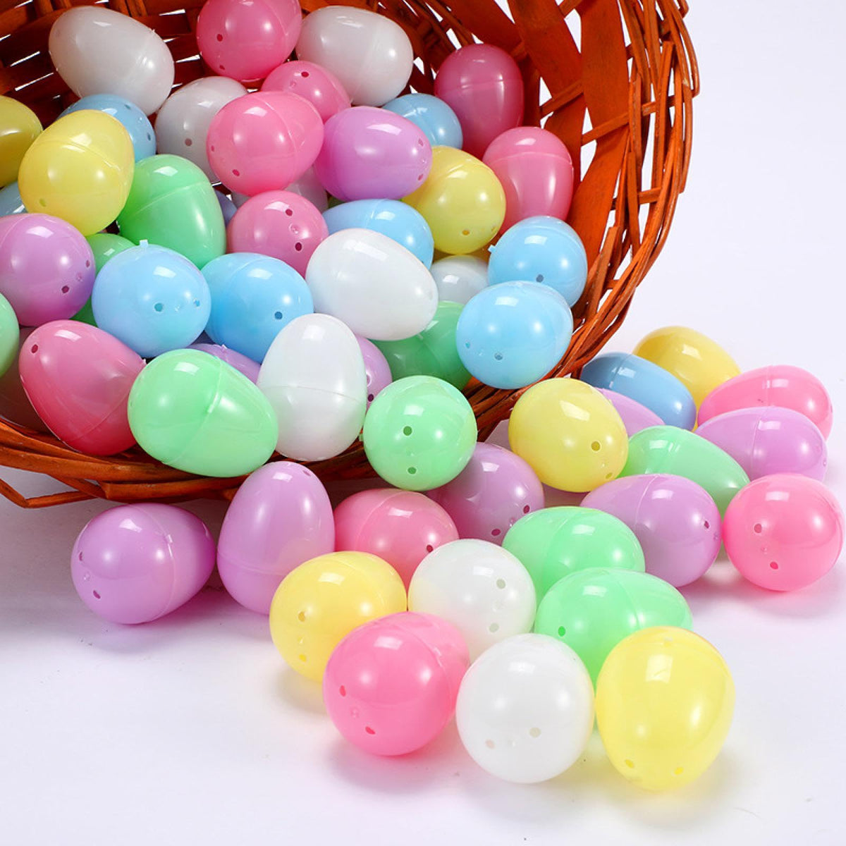 XUNPENG 100 Easter Eggs, Plastic Raffle eggshells, Open Eggs, gacha Eggs, 2.36 * 1.77 inches