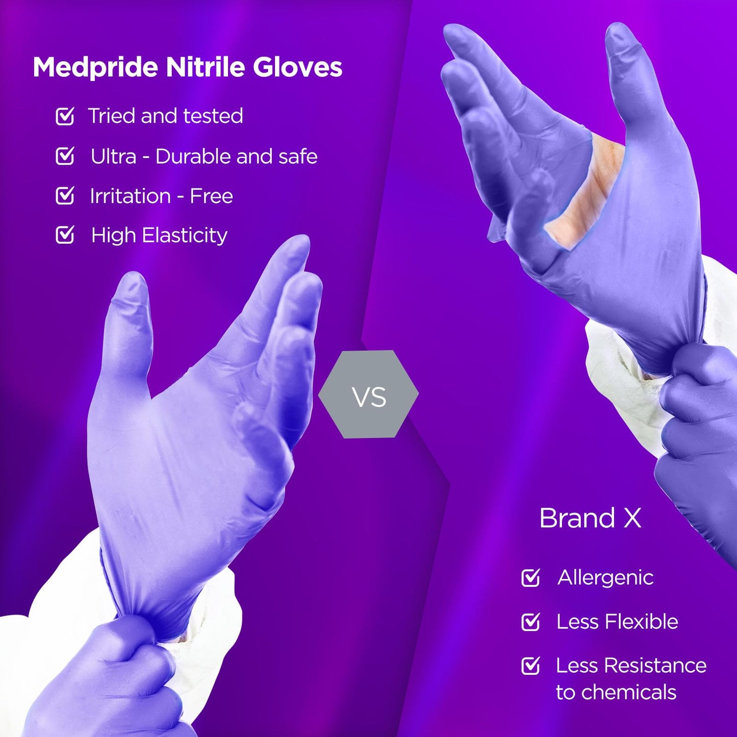MED PRIDE Nitrile Exam 300 Count Gloves, Blue Disposable Exam Gloves, Powder-Free Latex-Free, Medical Grade (Small)