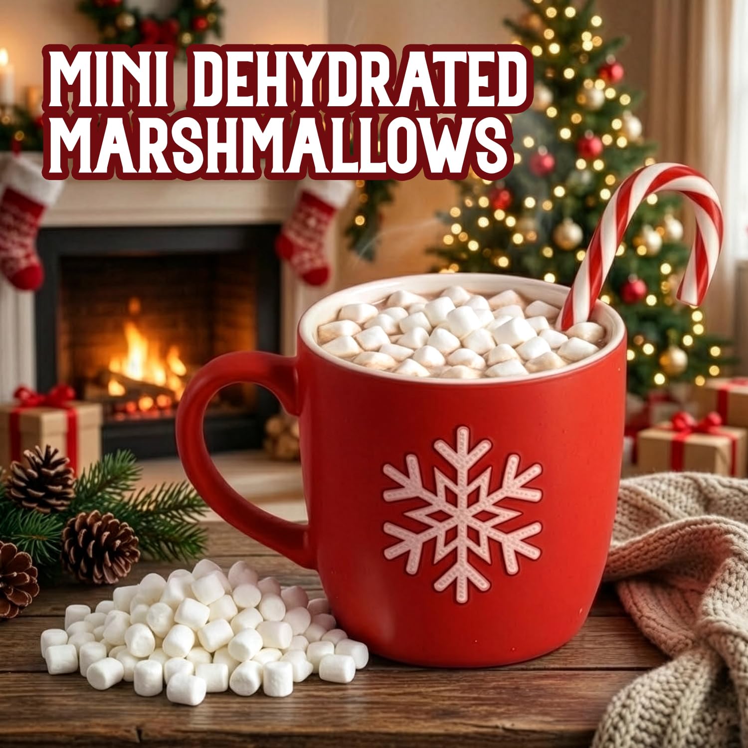 Dehydrated Marshmallow Bits - Vanilla Flavored Mini Marshmallows 2.6 oz Each (2 Bottles) - Holiday Marshmallow Topping for Hot Chocolate, Cocoa Bars