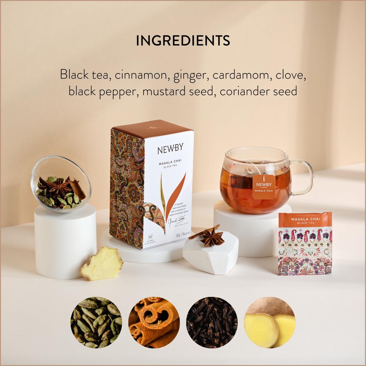 Masala Chai - 25 Individually Wrapped Tea Bags - Spiced Indian Black Tea by Newby Teas
