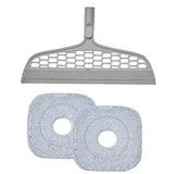 True & Tidy Silicone Sweeper Mop Head + 2pc Machine Washable Microfiber Pad for SPIN-800 TrueClean Mop and Bucket System Square Spin Accessories Set