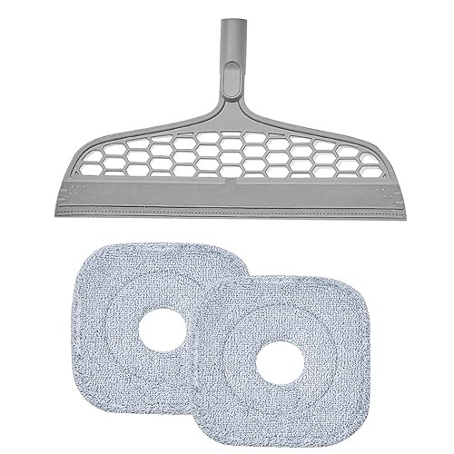 True & Tidy Silicone Sweeper Mop Head + 2pc Machine Washable Microfiber Pad for SPIN-800 TrueClean Mop and Bucket System Square Spin Accessories Set