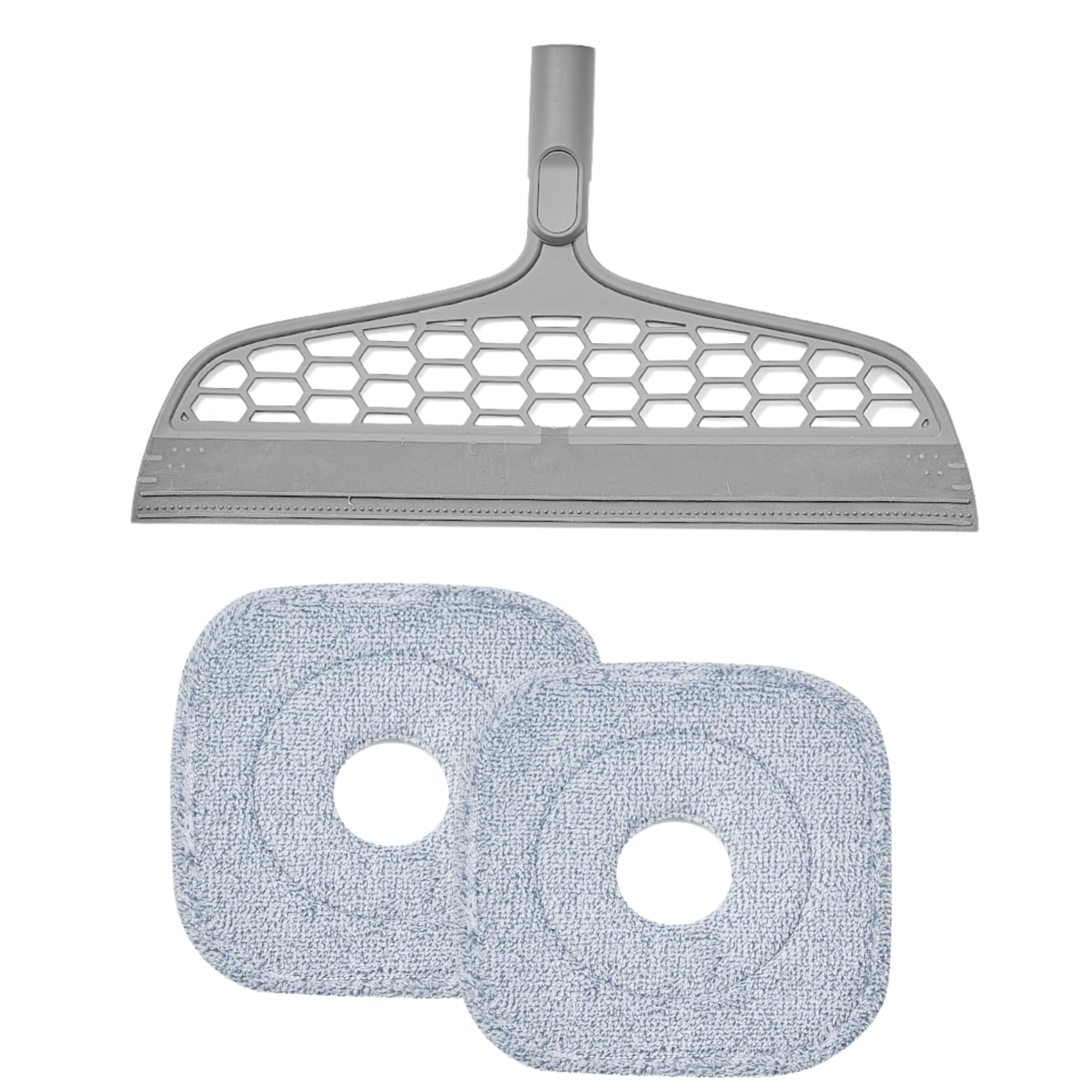 True & Tidy Silicone Sweeper Mop Head + 2pc Machine Washable Microfiber Pad for SPIN-800 TrueClean Mop and Bucket System Square Spin Accessories Set