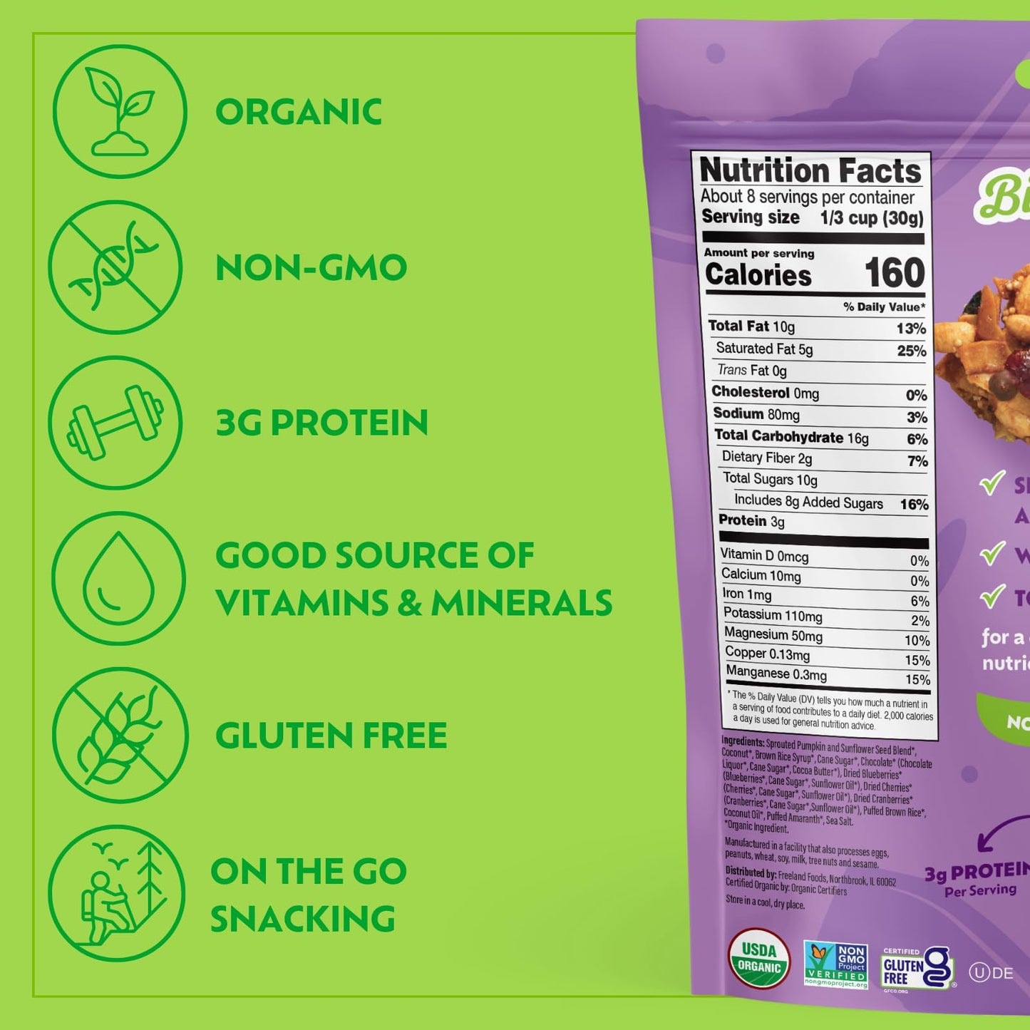 Go Raw Cherry Berry Chocolate Chunk Snacking Granola, 8oz Pouch