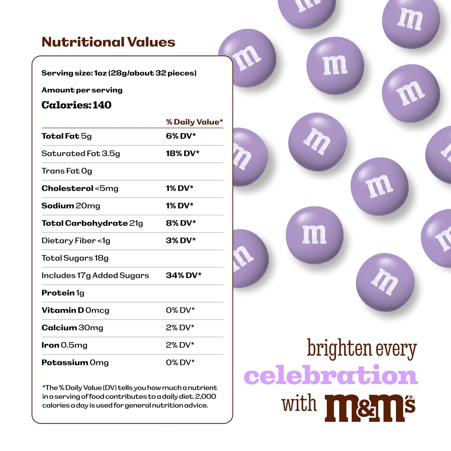 M&M’S WORLD Light Purple Milk Chocolate Candy - 2lbs Resealable Purple Candy Pack for Easter, Mother's Day, Graduations, Birthday Parties, Weddings