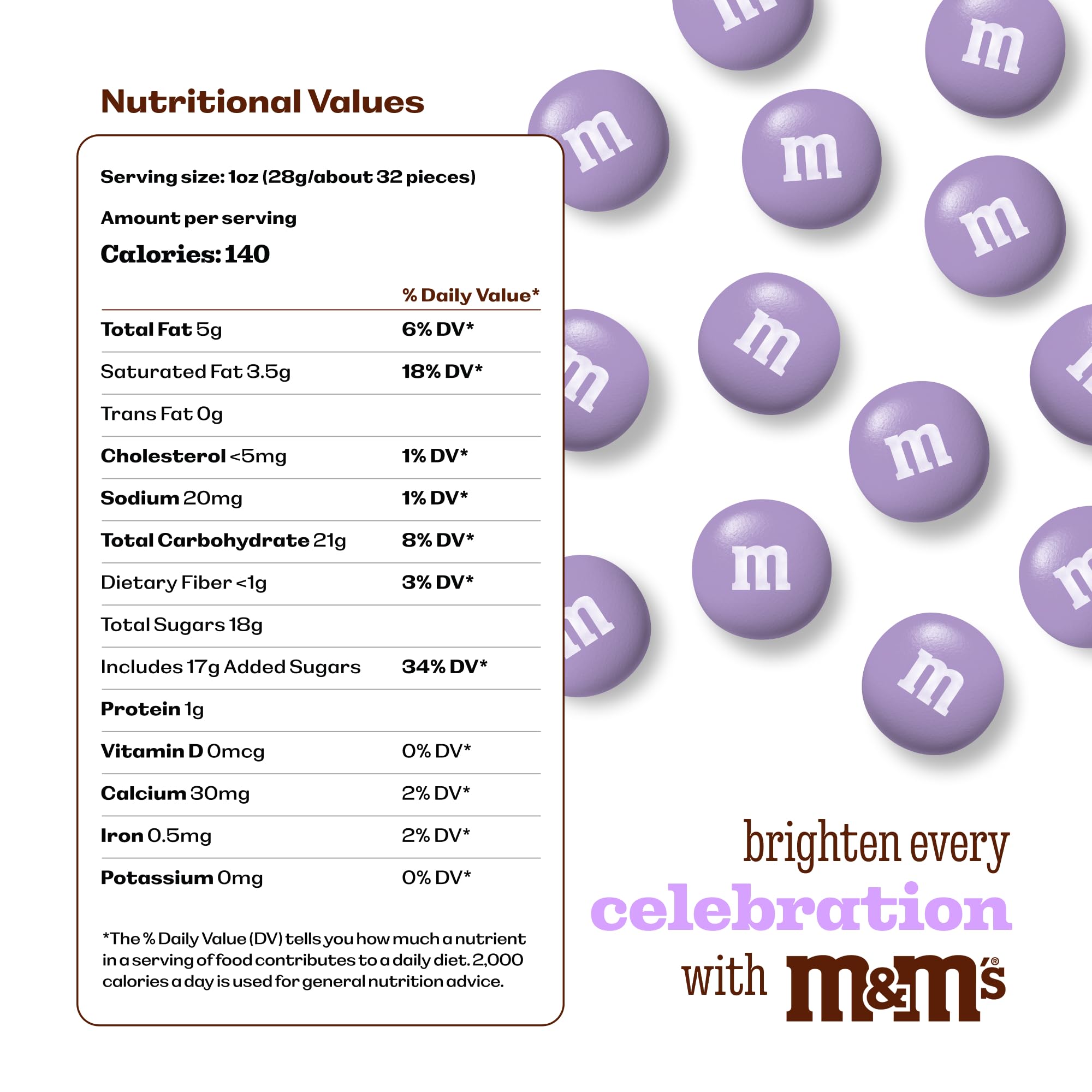 M&M’S WORLD Light Purple Milk Chocolate Candy - 2lbs Resealable Purple Candy Pack for Easter, Mother's Day, Graduations, Birthday Parties, Weddings