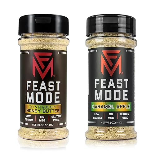Feast Mode Flavors | Apple Spice Pack | 2 count | 5oz seasonings | Cinnamon Honey Butter | Caramel Apple | meal prep seasoning, low sodium, no msg