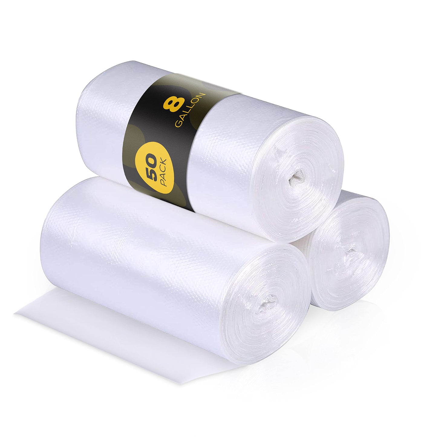50 Small to Medium 7-8-9-10 Gallon 24" x 24" Clear Garbage Bags - Commercial Waste Basket Trash Bags | Bulk Plastic Bathroom Trash Can Liners | Office
