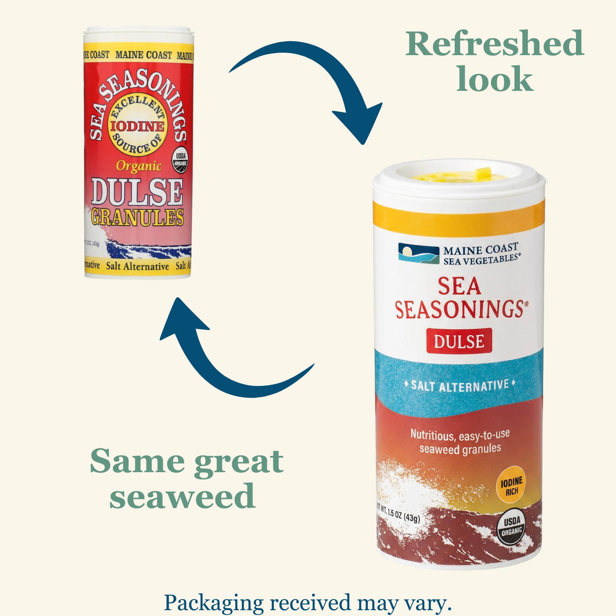 Maine Coast Sea Vegetables Organic Dulse Granules Shaker | Seaweed Seasoning | Rich in Iodine & Protein | Harvested from North Atlantic | Great